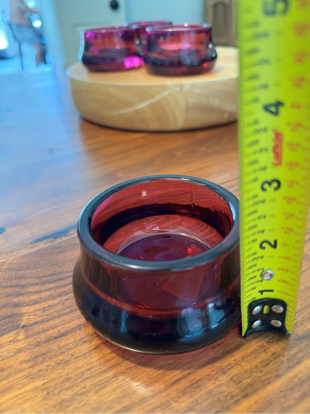 Vintage Ikea Maroon Glass Candle Holders, Set of 2